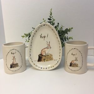 NEW 🎀 Rae Dunn “Hop” Easter Plate & Mugs Set
